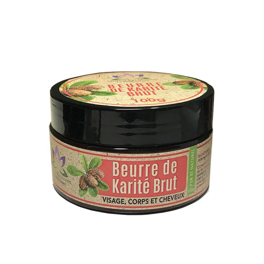 Pot de Beurre de Karité Bio 100% Pur, texture riche et naturelle pour soin du visage, cheveux et corps.